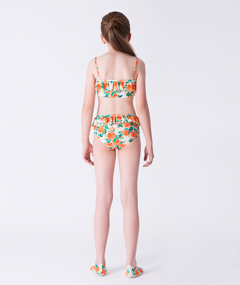 Turuncu Çiçek Desenli Bikini Set | 2 parça