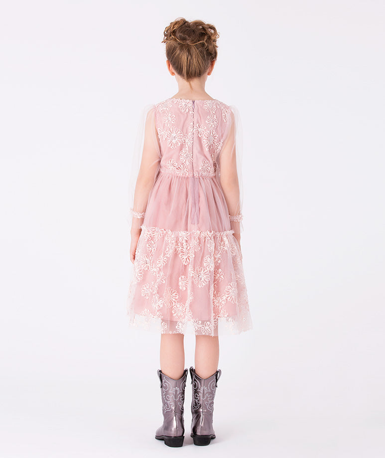 A romantic lace dress with floral embroidery