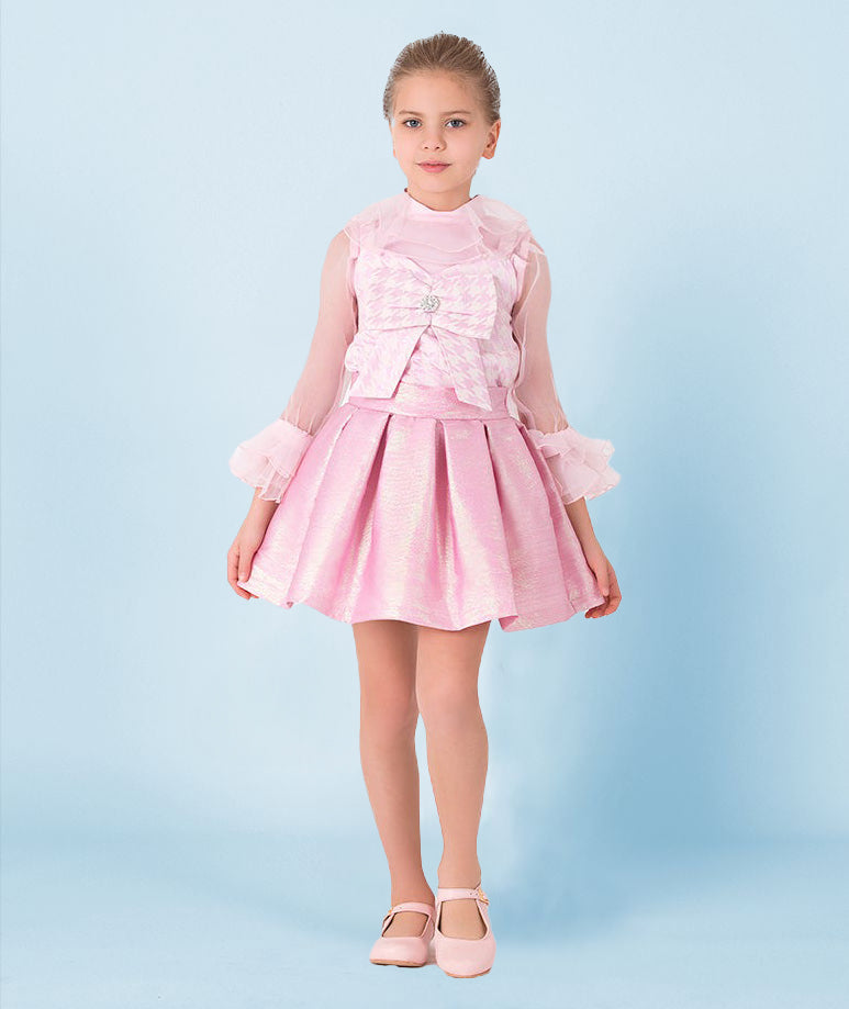 Pembe Fırfır Kollu Bluz | 9-10 Yaş