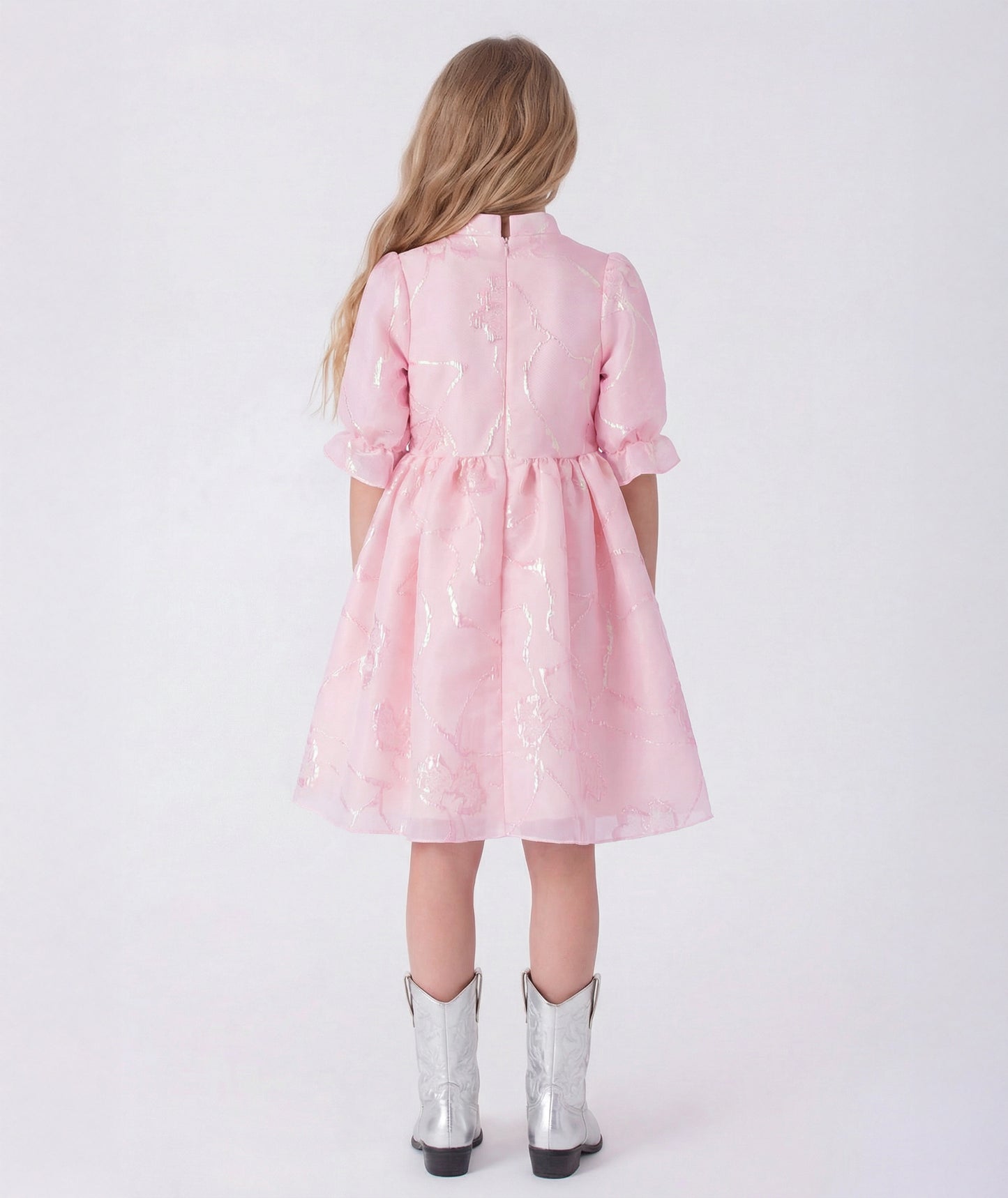 Pudra Pembe Organze Elbise | 5-6 Yaş