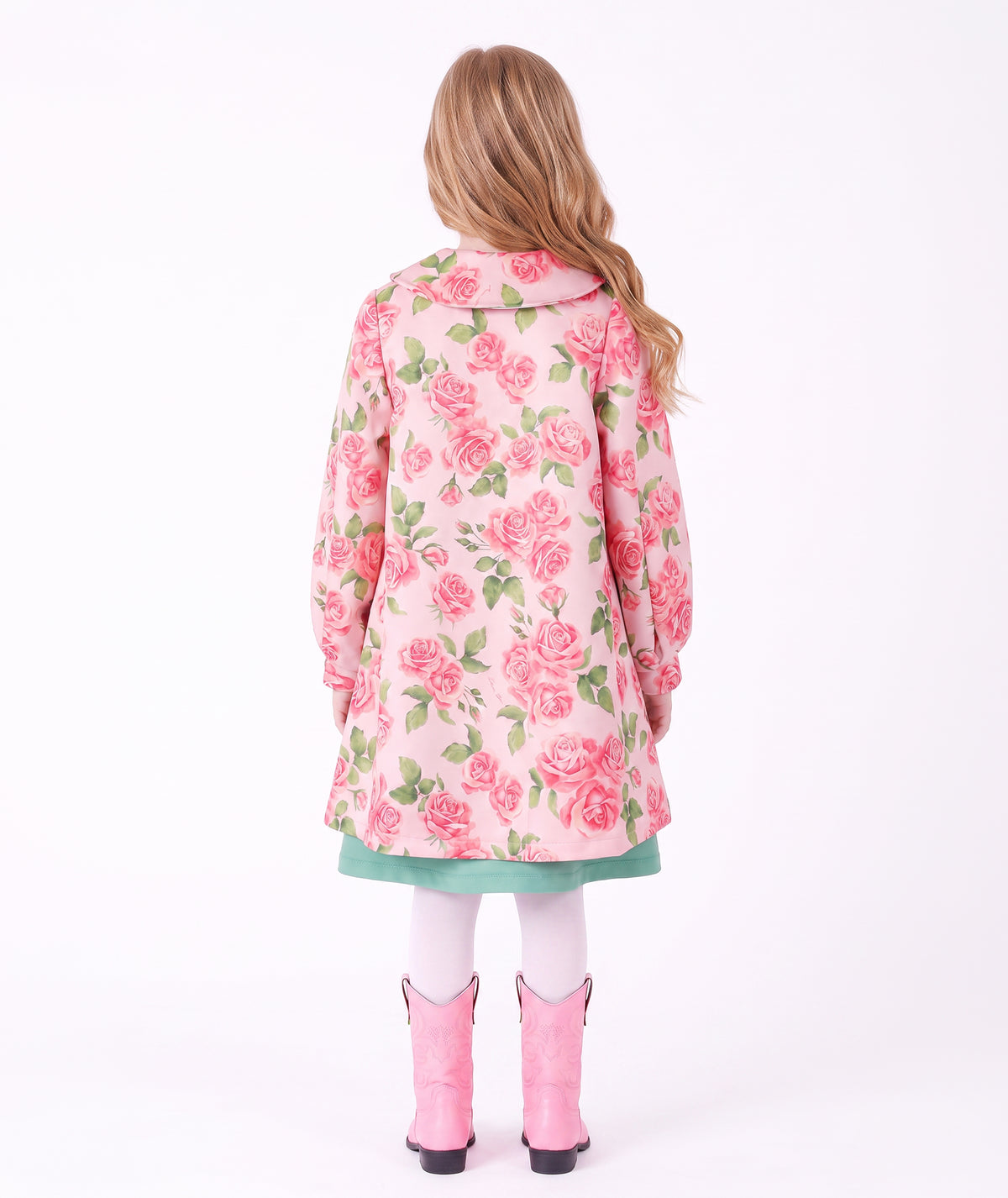 Gül Desenli Fiyonklu Kız Çocuk Ceket