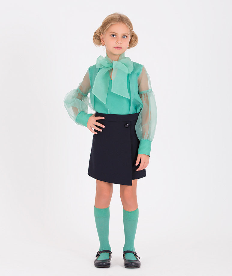 Mint Uzun Tül Kollu Bluz | 3-4 Yaş