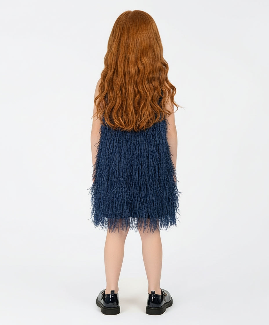 Püsküllü Lacivert Elbise