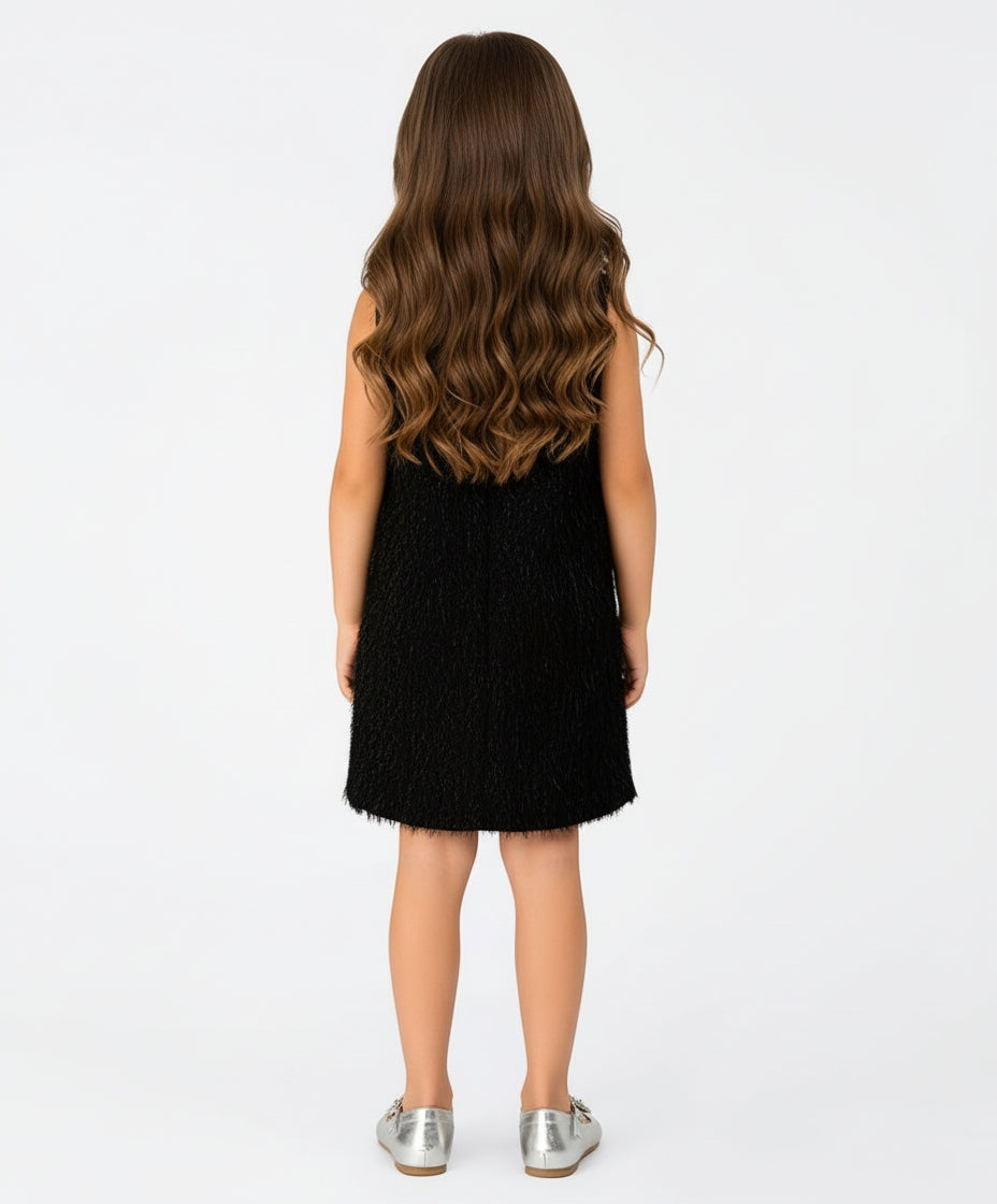 Siyah Püsküllü Askılı Elbise