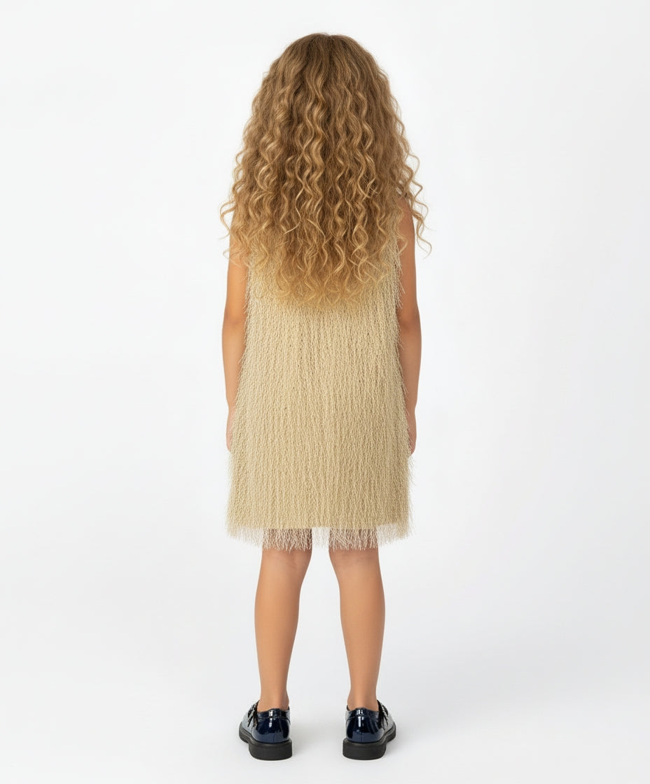 Püsküllü Gold Elbise