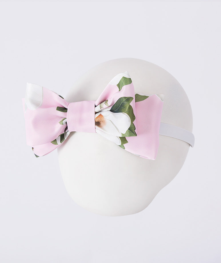 matching headband for girls pink flowers