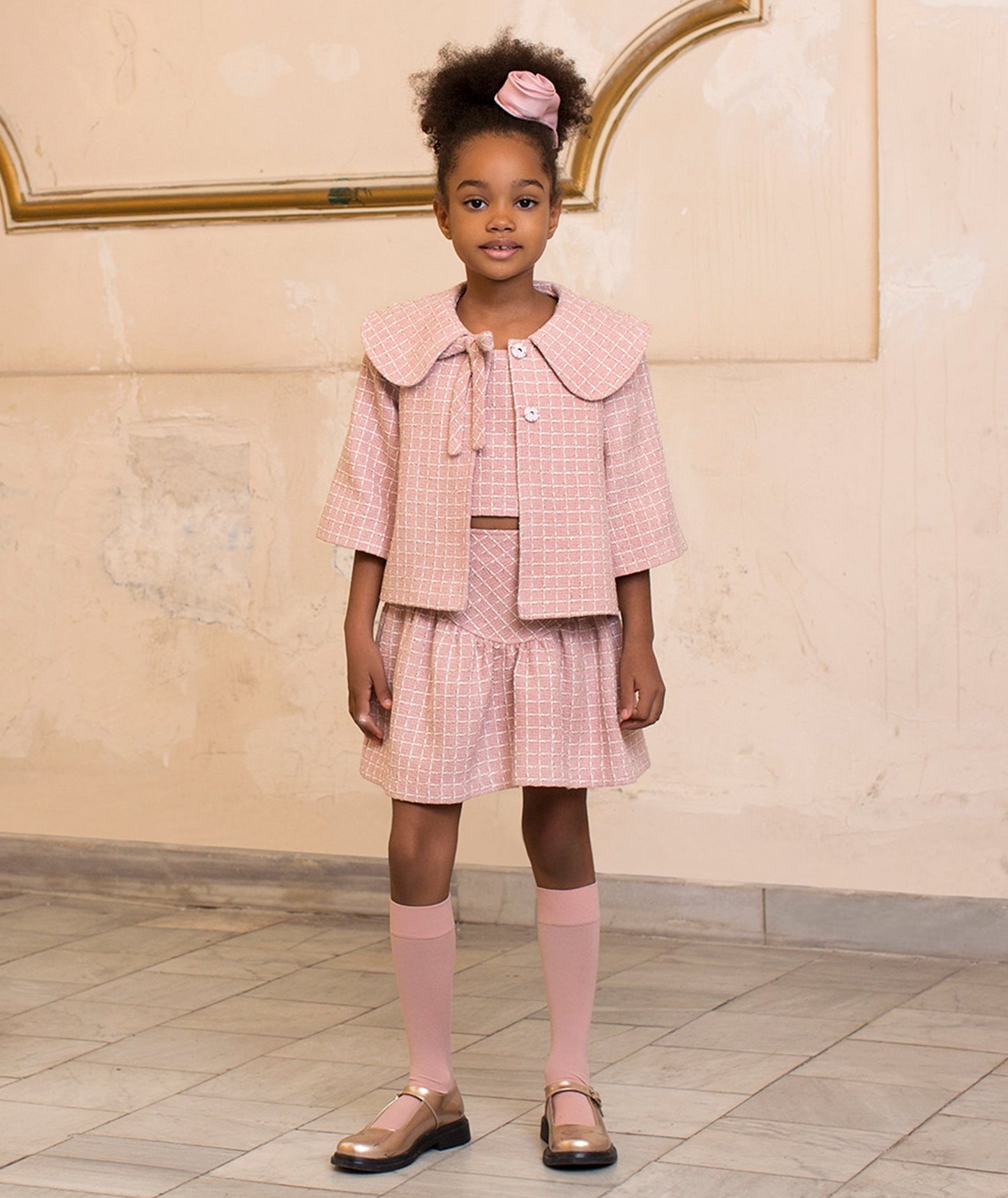 chic powder pink matching outfit for kids