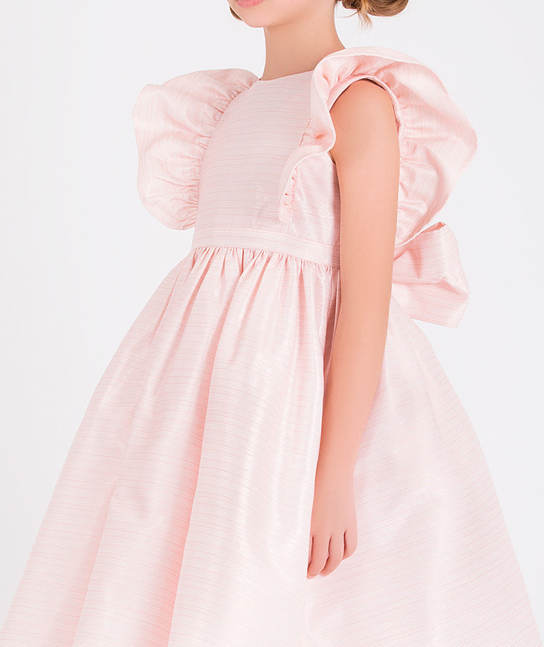 Ruffles detaylı pembe elbise