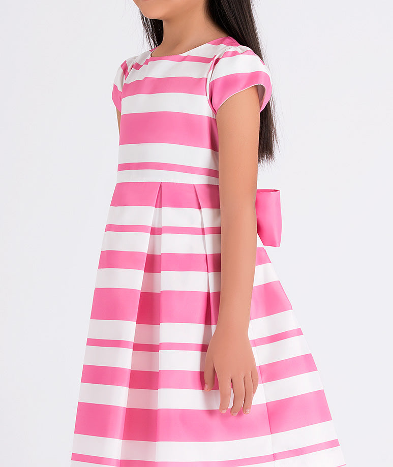 pink and white striped dress