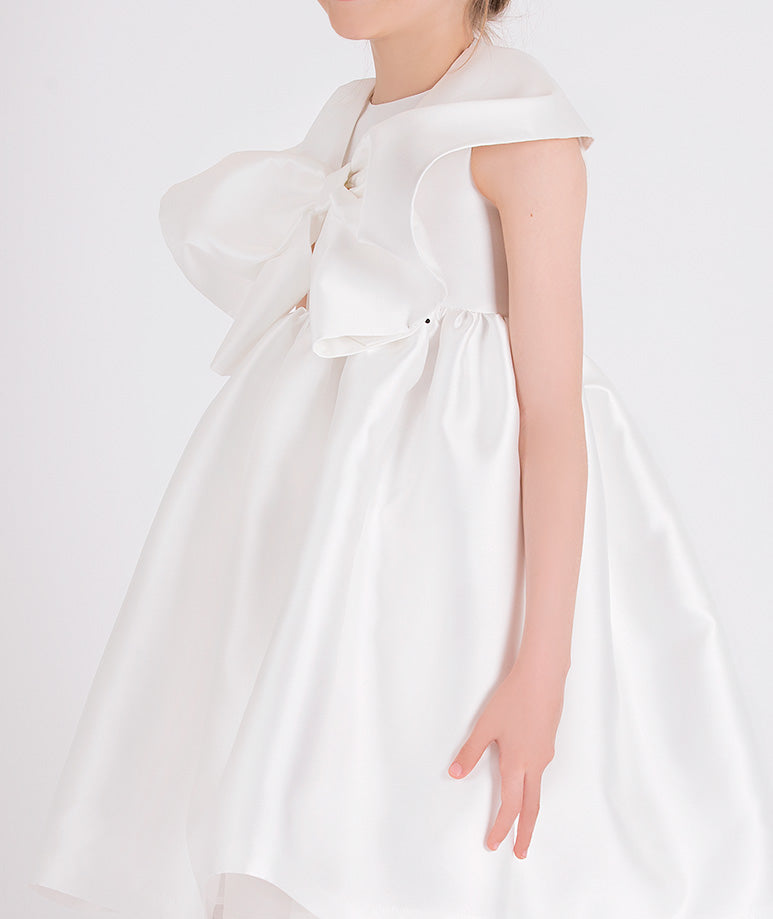 white dress with bow bolero