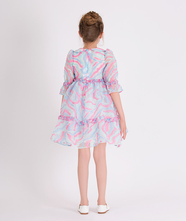 pink and blue printed dress