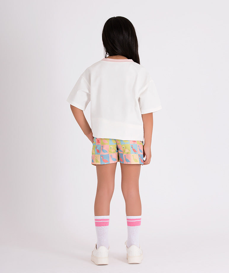 colorful shorts with flamingo prints