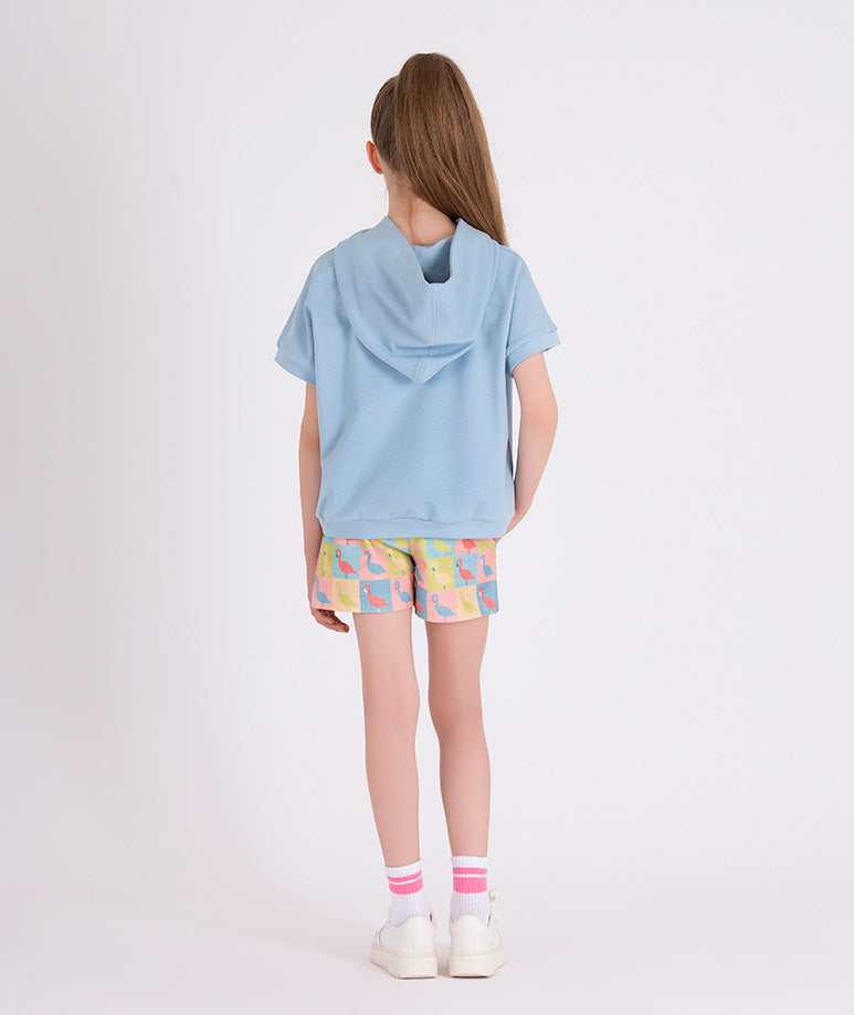 pastel blue short sleeved hoodie