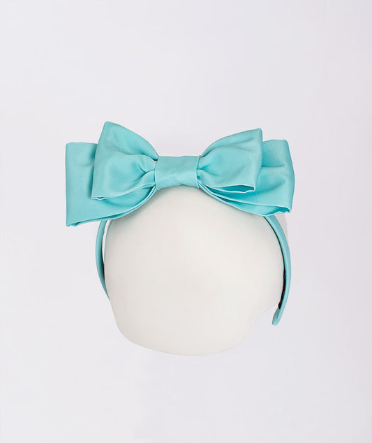 blue double bow headband