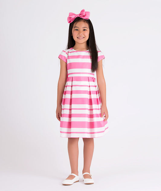pink and white striped summer dress