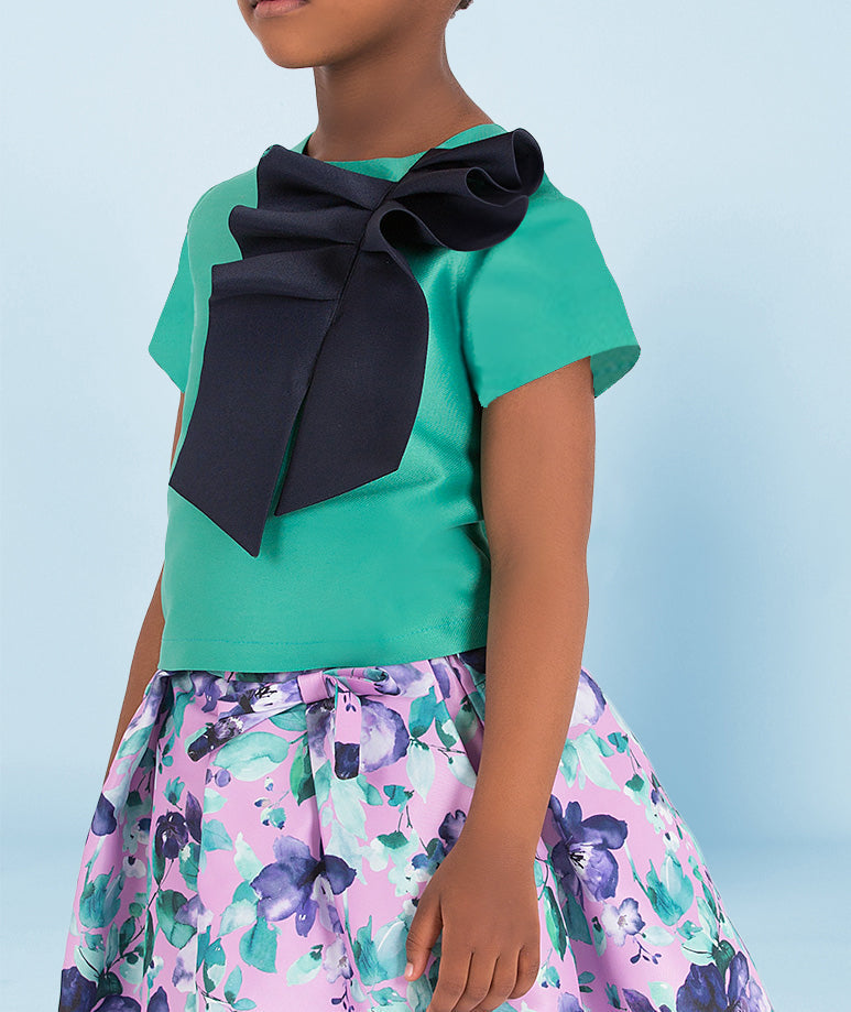 Kurdele Detaylı Yeşil Bluz | 5-6 Yaş