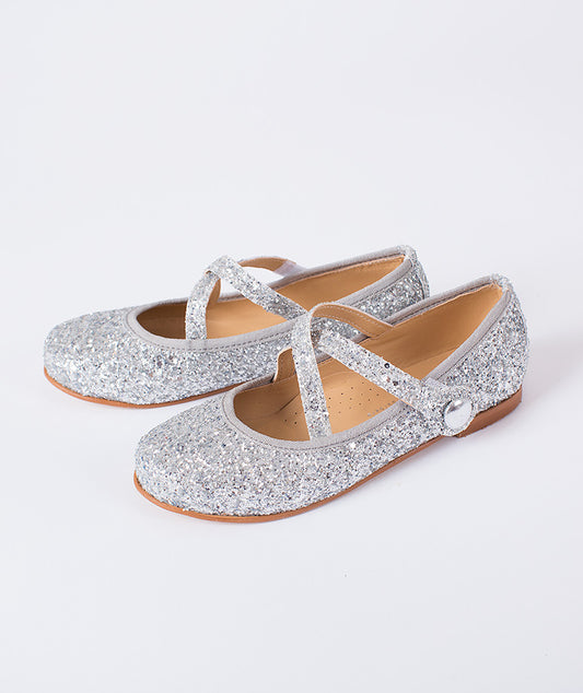 Simli Gümüş Klasik Rahat Çocuk Ayakkabısı