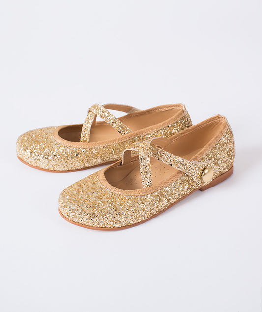 Simli Altın Klasik Rahat Çocuk Ayakkabısı