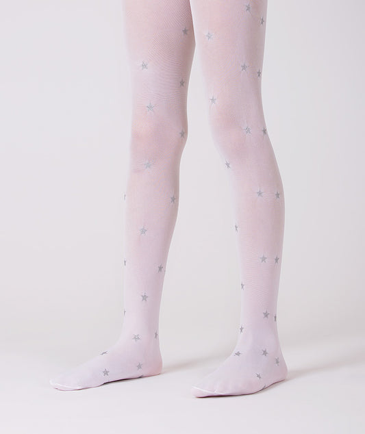 Beyaz Yıldız Baskılı Külotlu Çorap