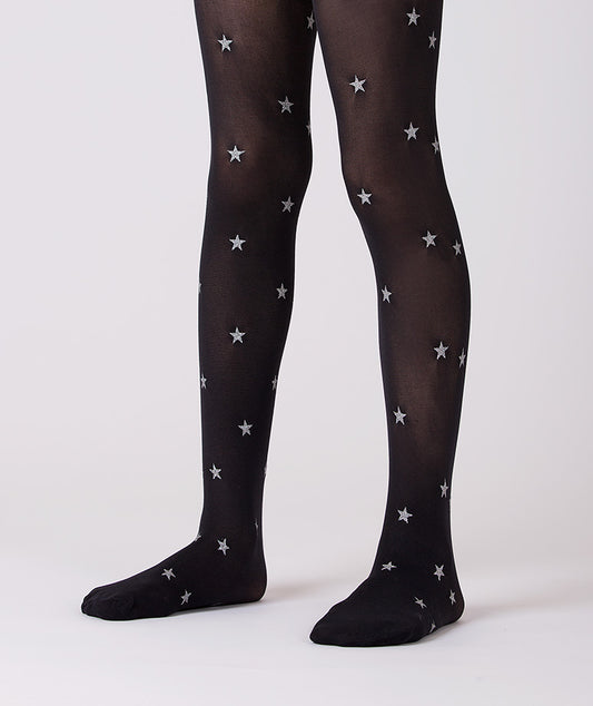Siyah Yıldız Baskılı Külotlu Çorap