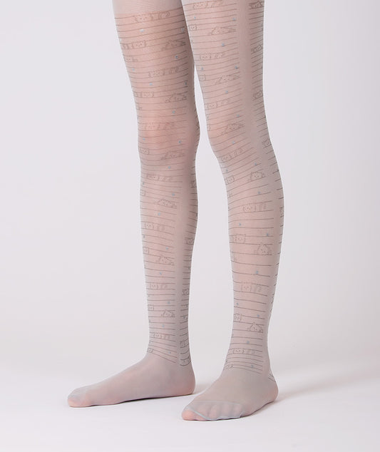 Çizgi Kedili Desenli Külotlu Çorap