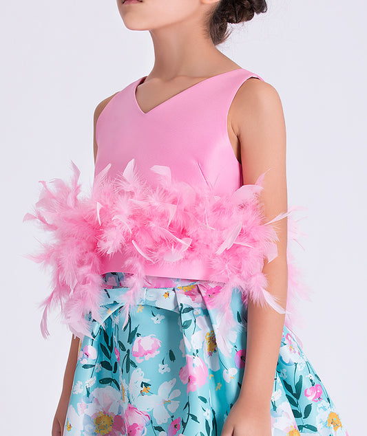 Kuş Tüylü Pembe Bluz