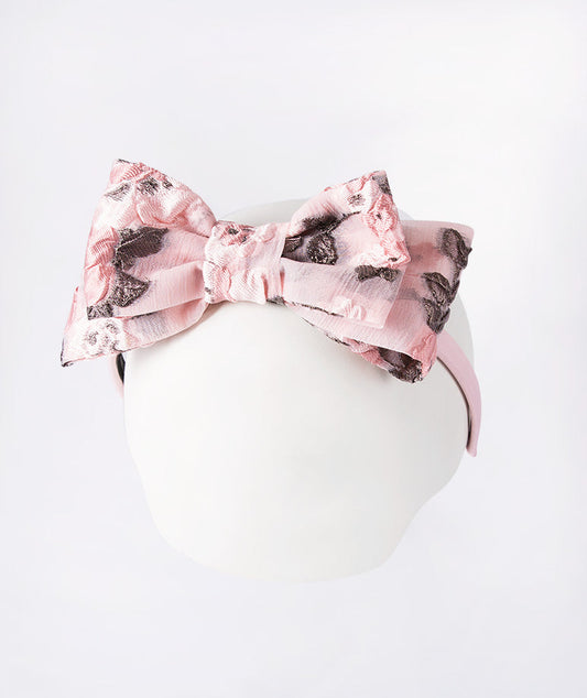 Salmon pink headband sprinkled with delicate flowers