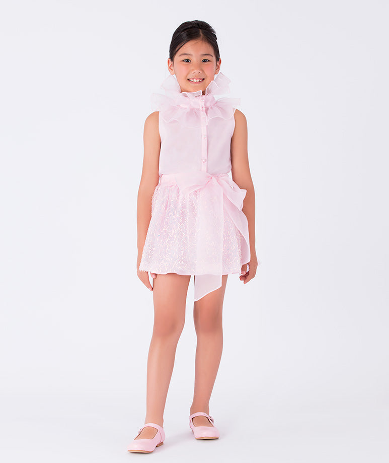 Payetli Taşlı Pembe Etek