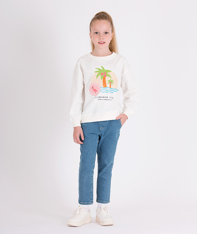 long sleeve sweater with colorful California prints