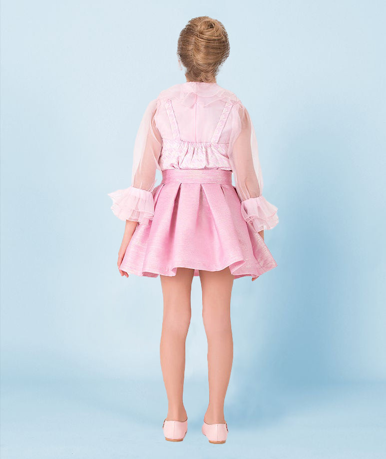 Pembe Fırfır Kollu Bluz | 9-10 Yaş