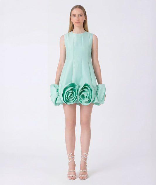 3D Flowers Flamboyant Women's Dress mint 3d applique dress