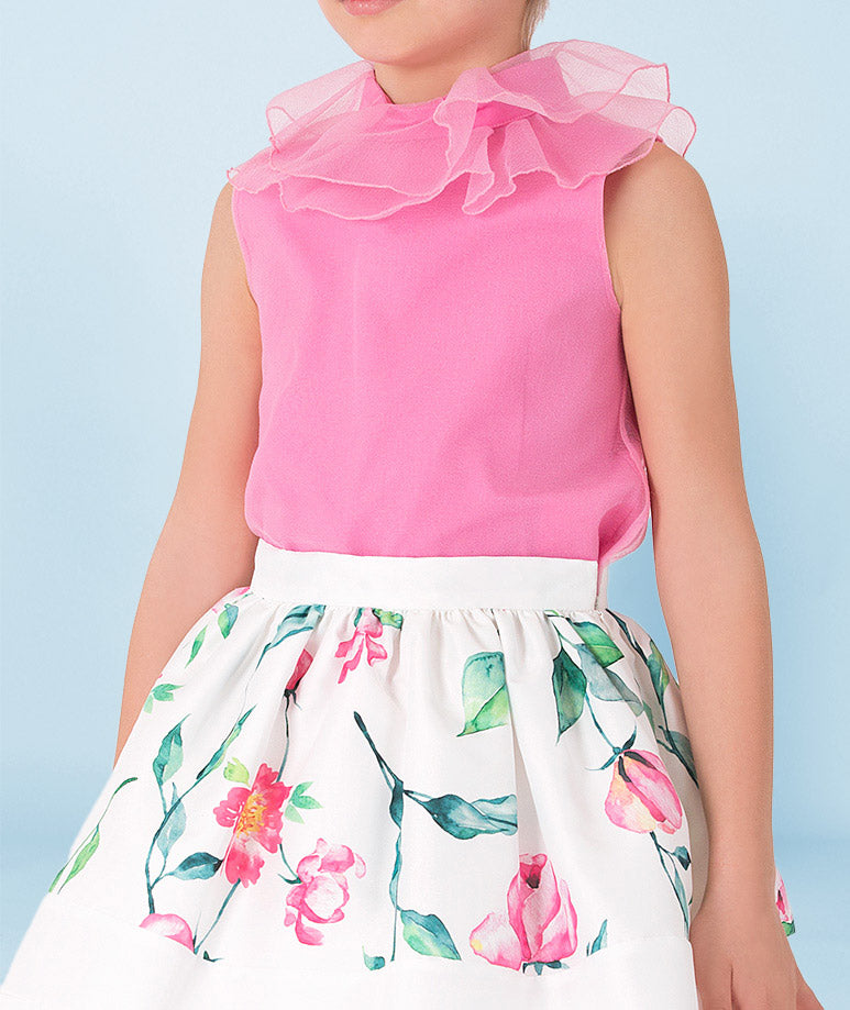 Pembe Organza Bluz | 3-4 Yaş