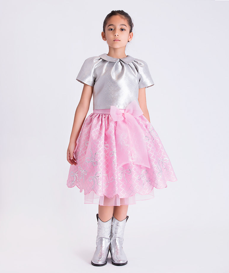 Jacquard Bow Details Girls Outfit | 2 Pieces kids fashion 8 years old girl