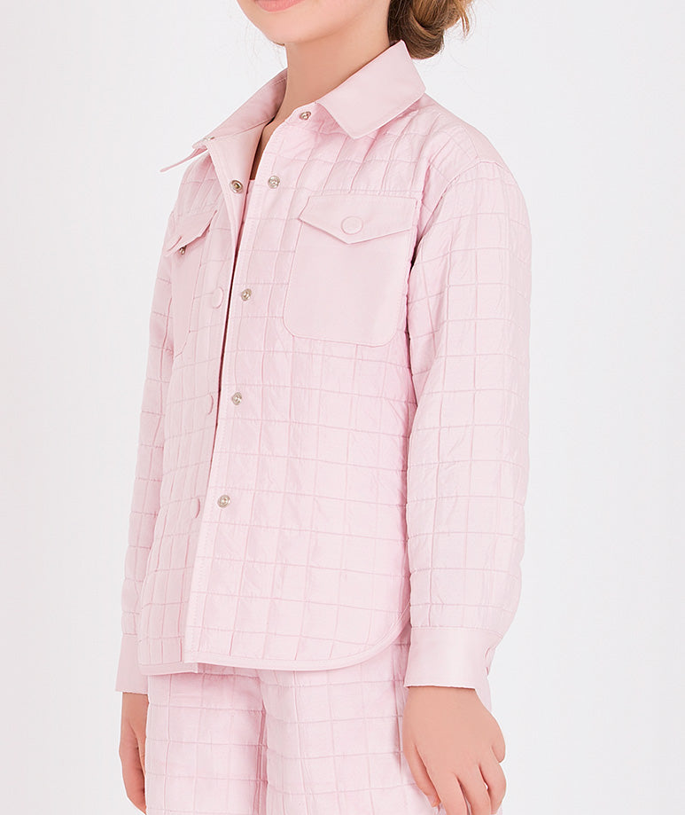 Kapitone desenli pastel pembe ceket