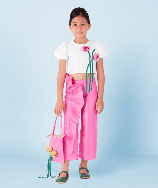 Fırfırlı Pembe Pantolon