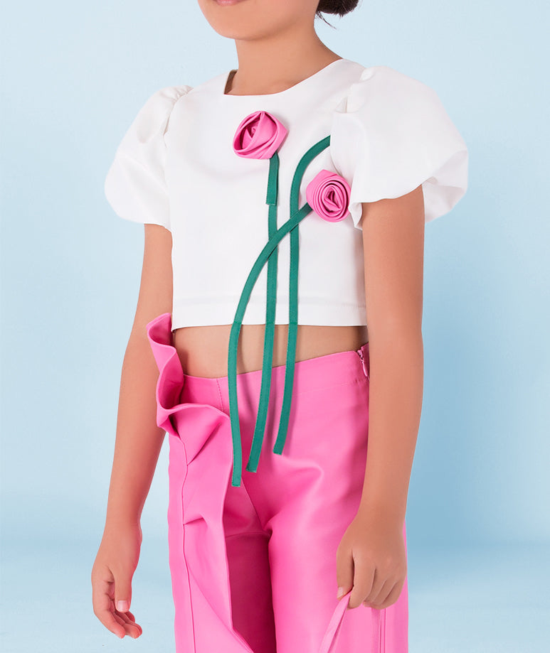 Fırfırlı Pembe Pantolon