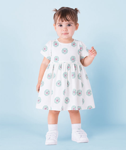 Papatya Çiçek Desenli Bebek Elbisesi