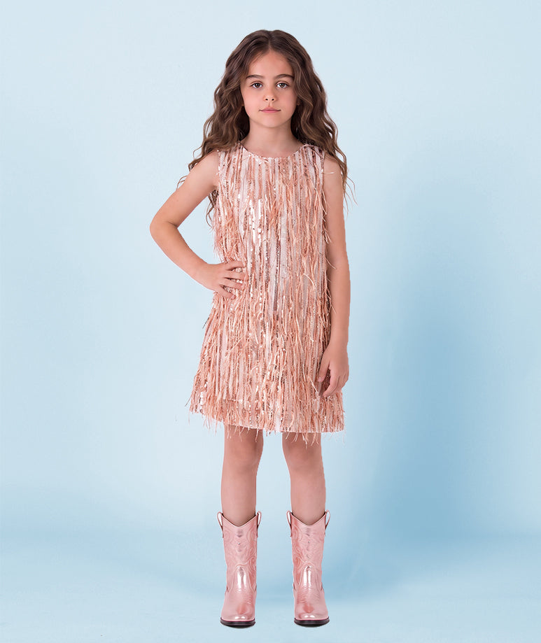 Rose Gold Püsküllü Elbise