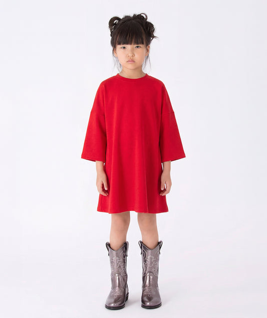 Kız Çocuk Kırmızı Oversize Basic Elbise