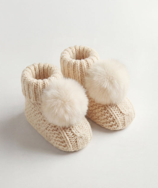 Soft Knit Pom Newborn Baby Booties