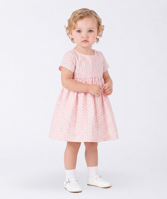 Yaprak Desenli Pembe Bebek Elbisesi | 12M