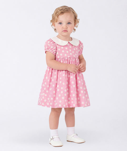 Pembe Puantiyeli Bebek Elbisesi