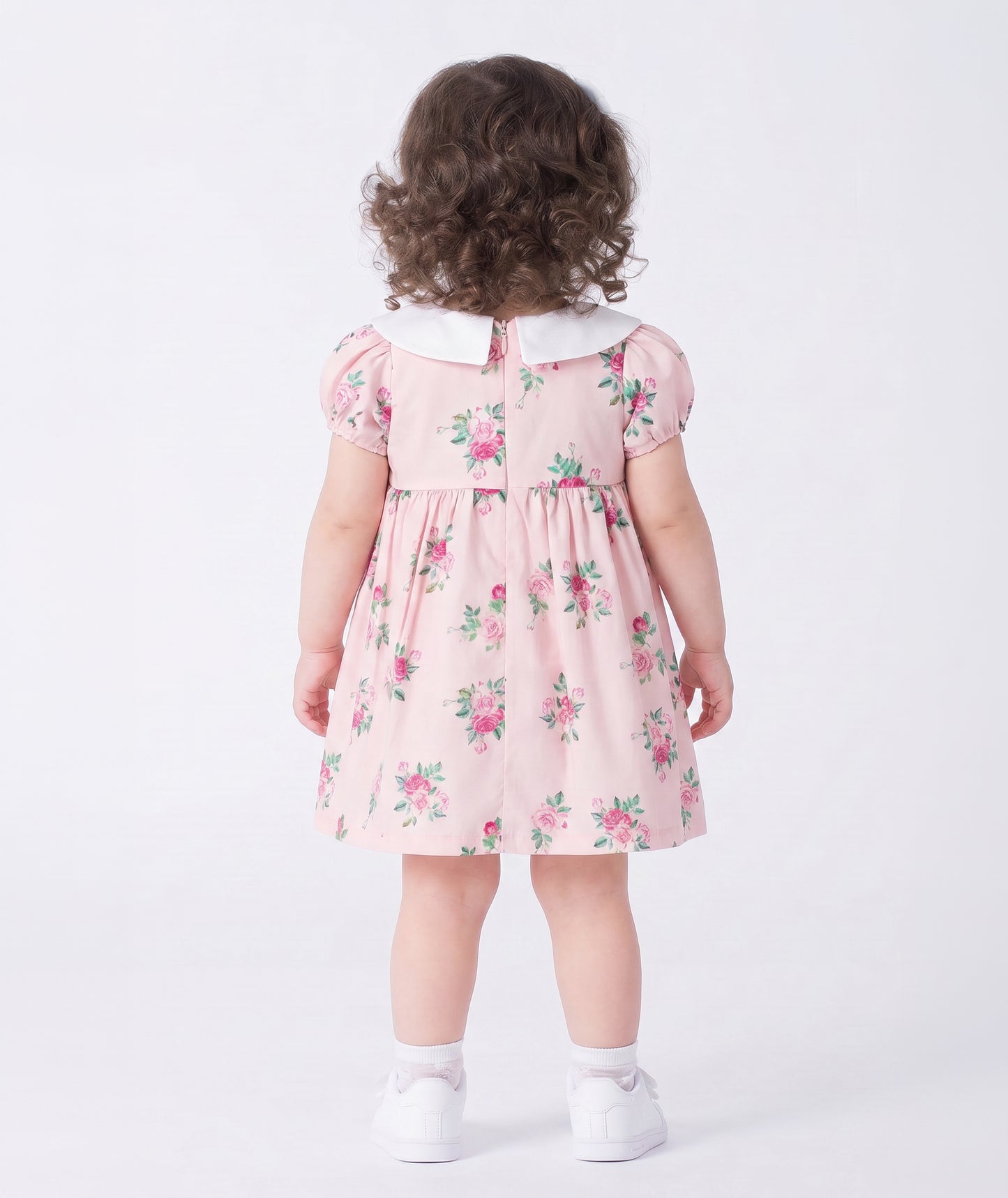 Pembe Mini Güllü Pamuklu Bebek Elbisesi