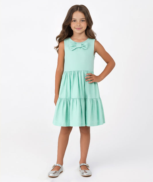 Fiyonk Detaylı Mint Yeşili Elbise