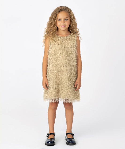 Püsküllü Gold Elbise