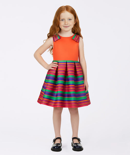 Çok Renkli Fiyonklu Elbise