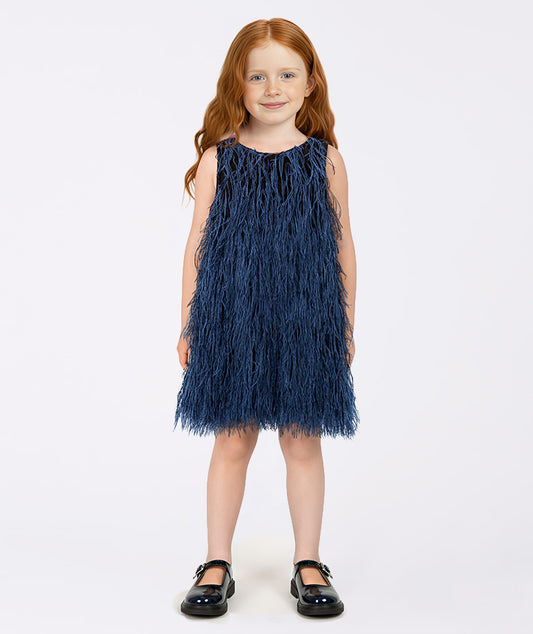 Püsküllü Lacivert Elbise