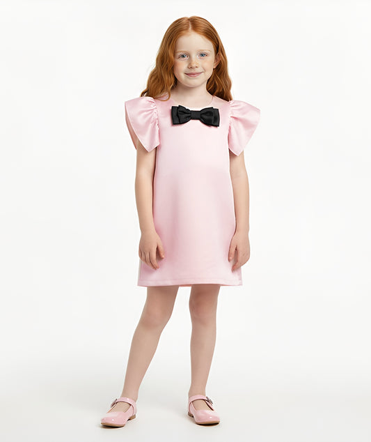 Pembe Lacivert Fiyonk Elbisesi