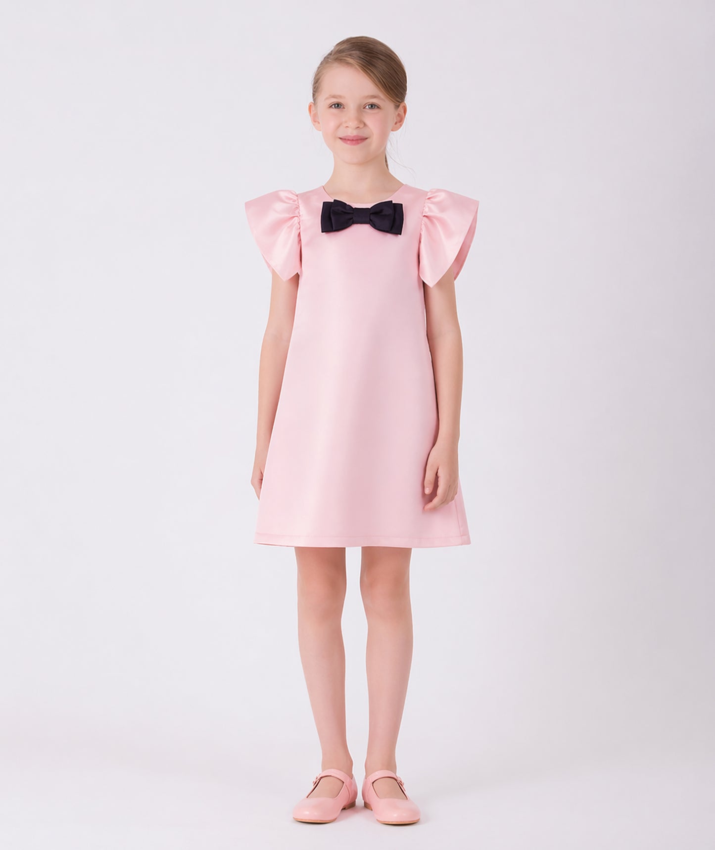 Pembe Lacivert Fiyonk Elbisesi