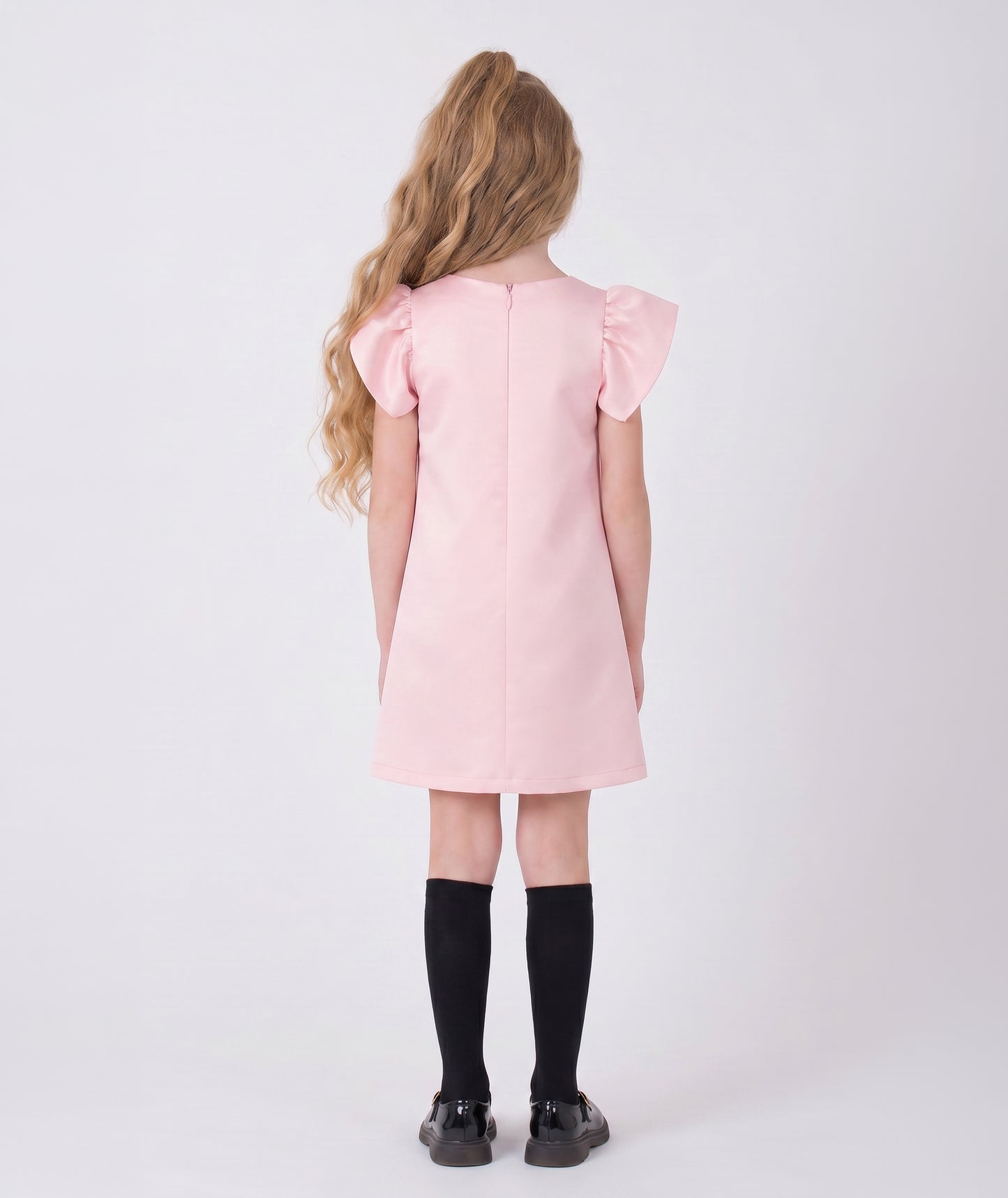 Pembe Lacivert Fiyonk Elbisesi